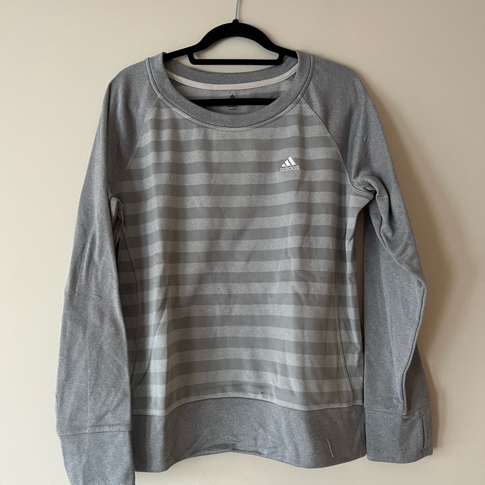 Adidas Climawarm Sweater Crewneck Striped Gray